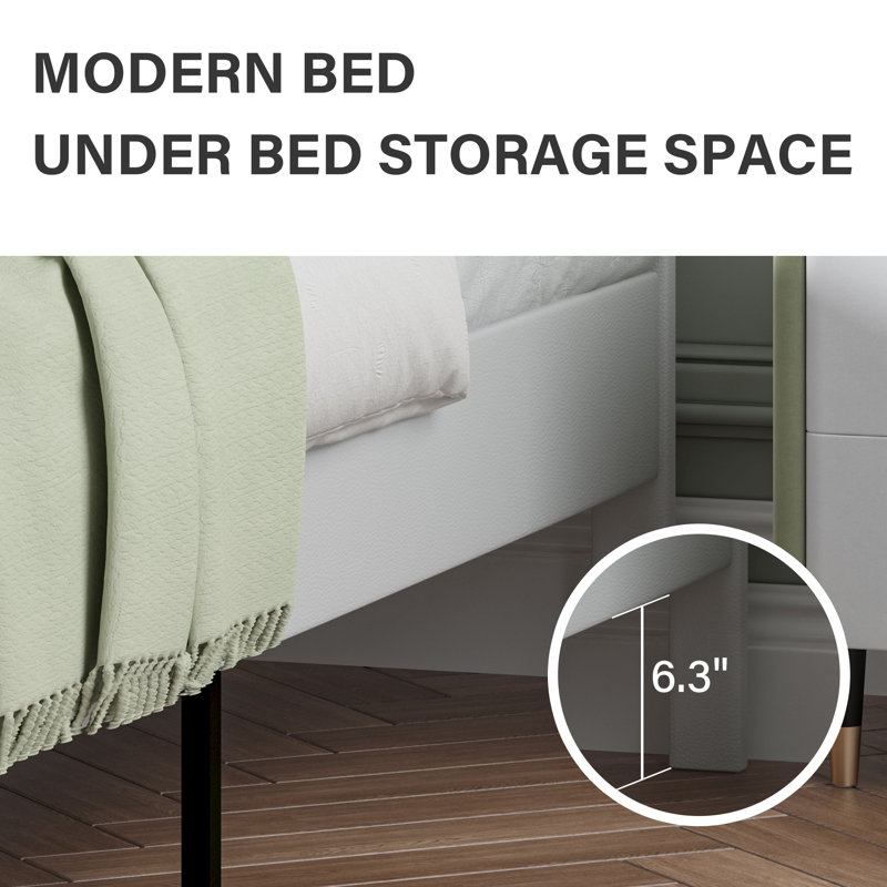 Alber Bed Frame with Tufted Button Headboard, Upholstered Platform Bed Frame with Diamond Design, Wood Slat Support, No Box Spring Needed, Easy Assembly