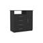 Commode 4 tiroirs, 1 porte ouverte, 1 tablette ouverte, plateau supérieur - Noir