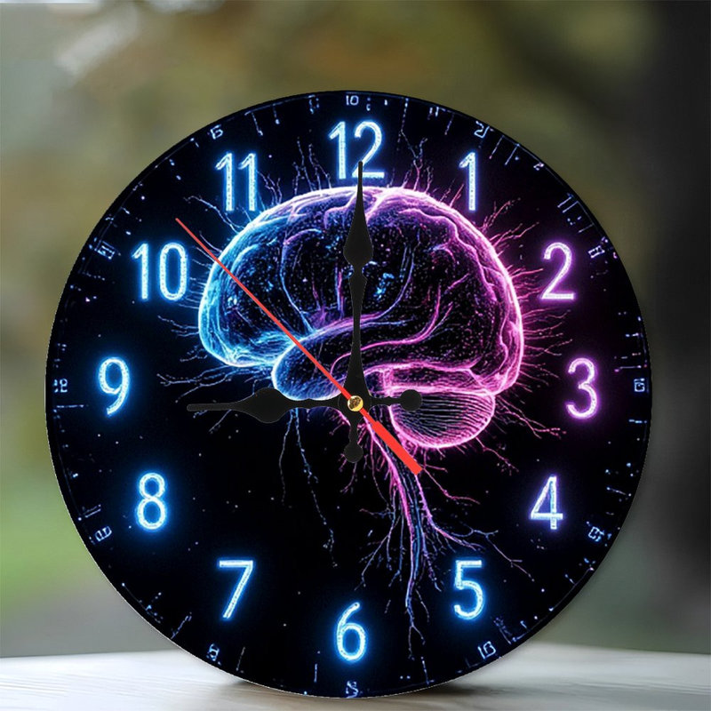 Neon Brain Clock Wall Art Decor
