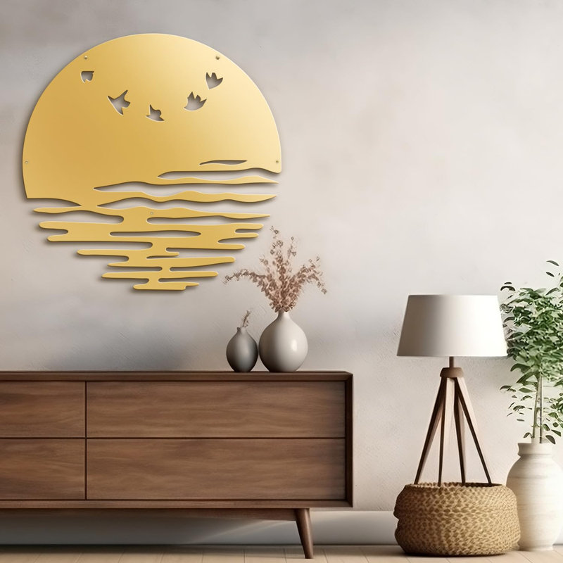 Oiseaux minimaliste moderne abstrait sculpture décorative murale décoration murale suspendue, H 30 po x l 30 po x P 0,05 po