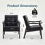 Chaise d'appoint Mid-Century moderne avec structure entièrement en bois massif, fauteuil rembourré avec similicuir capitonné pour salon, chambre à coucher, bureau, coin lecture, similicuir-972073851