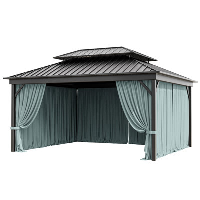 14X12 Ft. Outdoor Gazebo Curtains 4-Panels Polyester Side Wall For Gazebo, Only Curtains