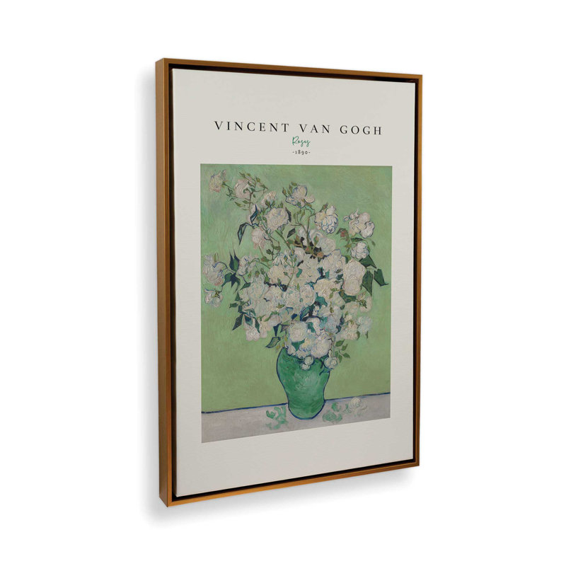 Van Gogh's Roses 1890 v2, H 12,75 po x l 8,75 po, Or poli