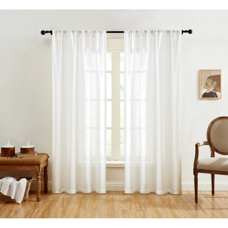 Semi Sheer Curtain Pair, 54" W x 108" L, White