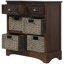 Armoire de rangement rustique avec deux tiroirs et quatre paniers en rotin classique-559134699