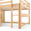 Lit mezzanine double compact avec rangement, maison de jeu rustique en bois aggloméré de pin