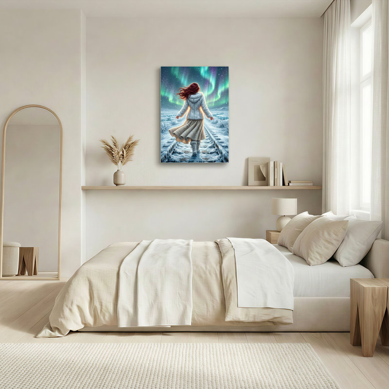 Art mural sur toile Gallery Wrap pour le salon, la chambre à coucher, le bureau ou le vestibule - Décoration murale décorative avec aurores boréales
