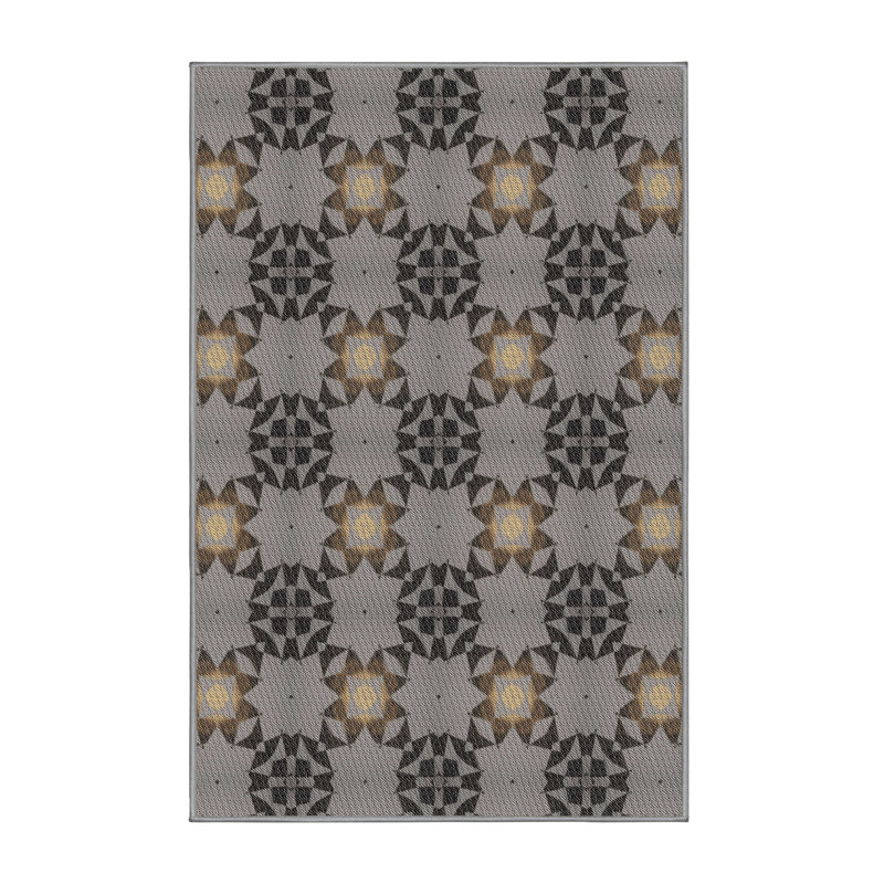 Tapis noir/gris à motifs, Rectangle 4 pi x 6 pi