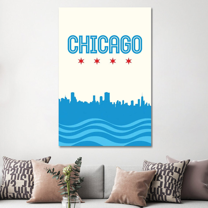 «Chicago Flag Skyline», impression sur toile tendue, H 18 po x l 12 po x P 1,5 po
