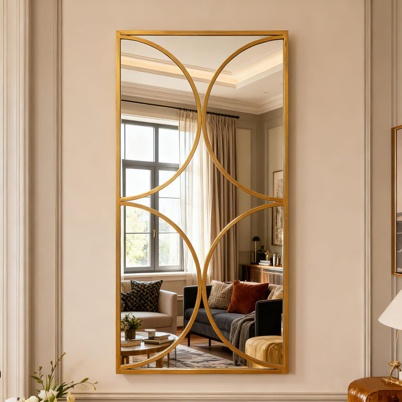 Grand miroir mural 47 po avec cadre en métal Coella, Doré