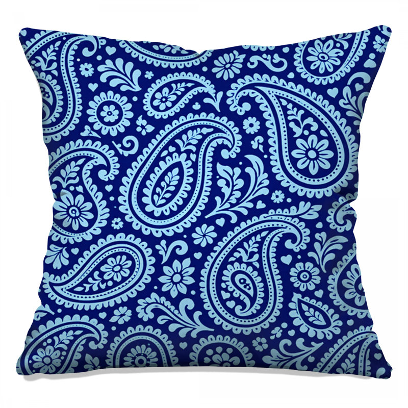 Coussins décoratifs à motif floral double motif cachemire bleu, 26 x 26 inches