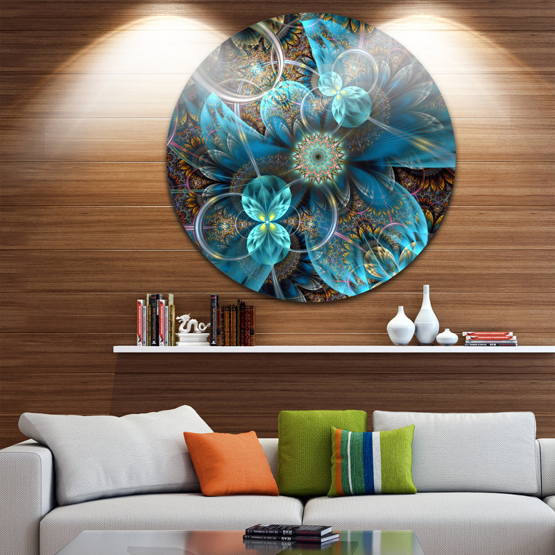 «Fractal Blue Flowers», reproduction d'art sur toile, H 36 po x l 36 po x P 1 po, Métal