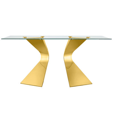 Gerlad Glass Top Metal Base Dining Table