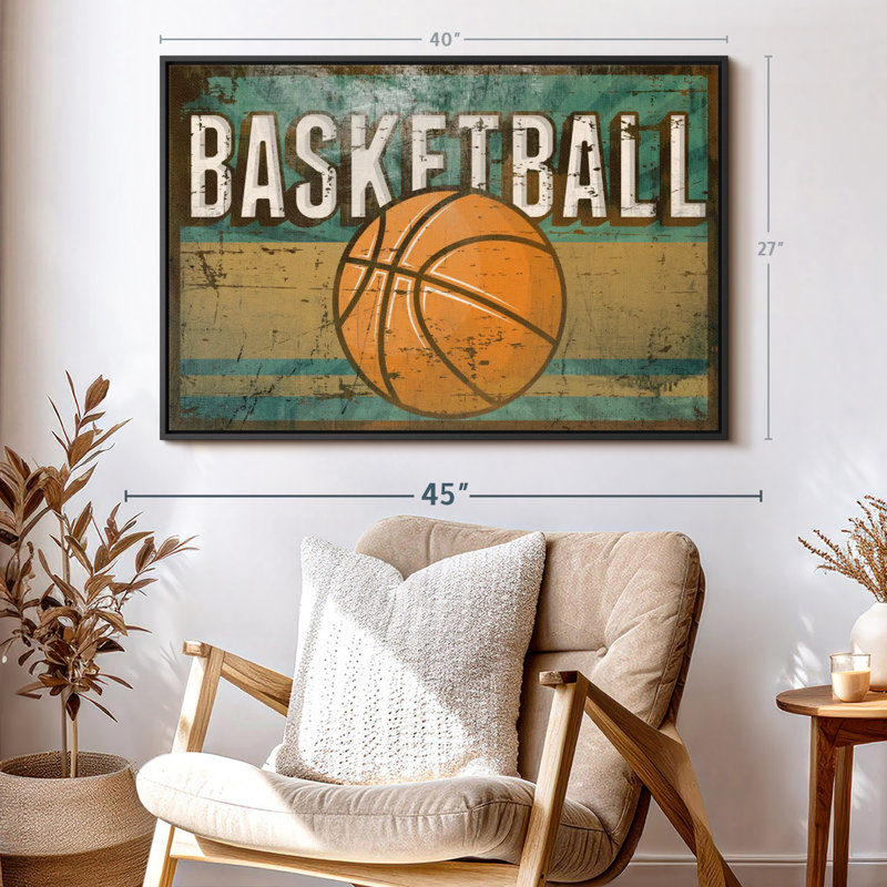 Sports «Grunge Basketball Canvas Print», H 27 po x l 40 po