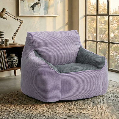 Fauteuil à billes géant en velours côtelé avec accoudoirs et très grand canapé confortable