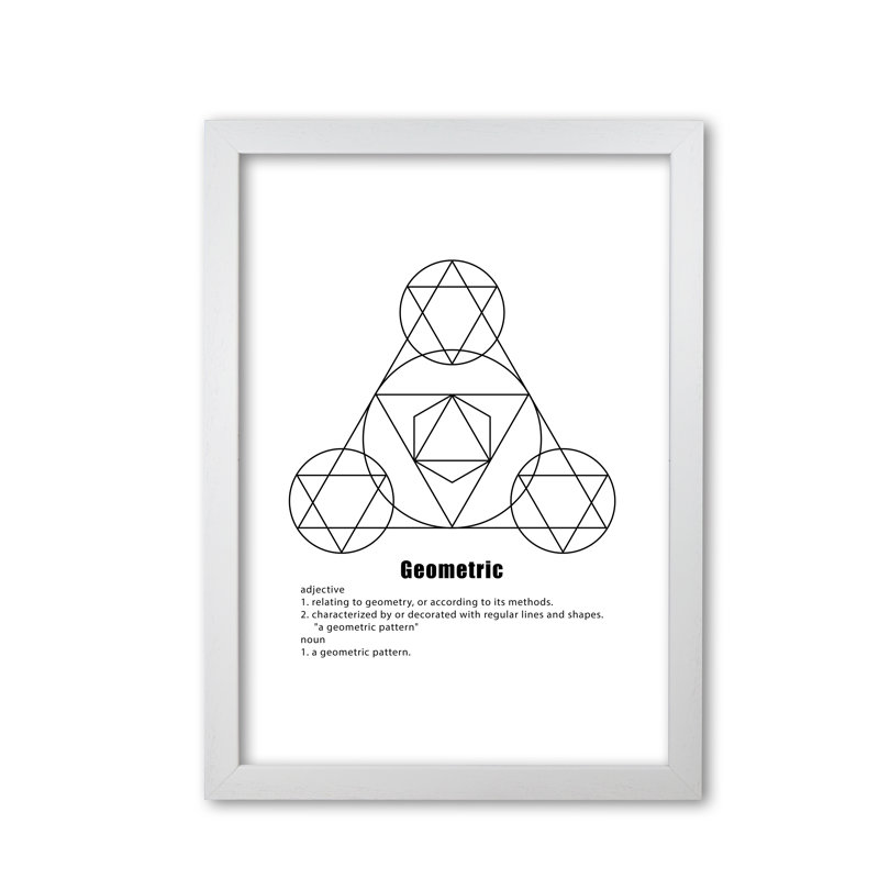Geometric meaning textual art print by pixy paper 1 Piece Single Picture Frame Wall Art, 29.7cm H x 21cm W, White Grain