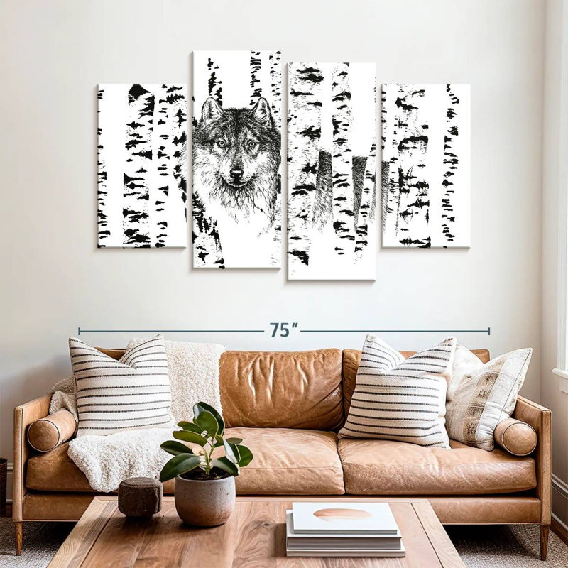 Harnek Birch Tree Forest Wolf, 42" H x 68" W