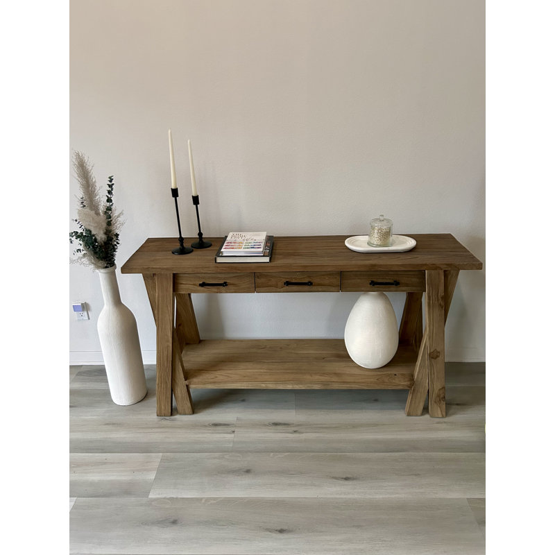 Console rustique en teck recyclé, H 31 po x l 79 po x P 16 po