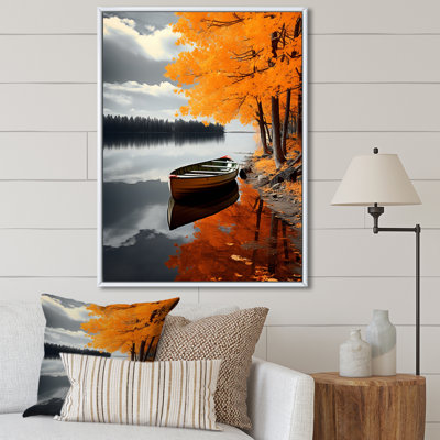 Orange Lakehouse Reflections Of Solitude III - impressions d'art de chalet