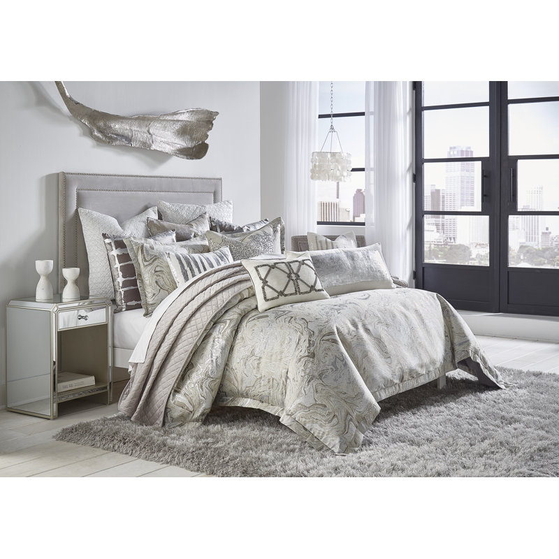 Polyester Percale Marble Duvet Cover, Queen Duvet Cover + 2 Standard Sham Pillow