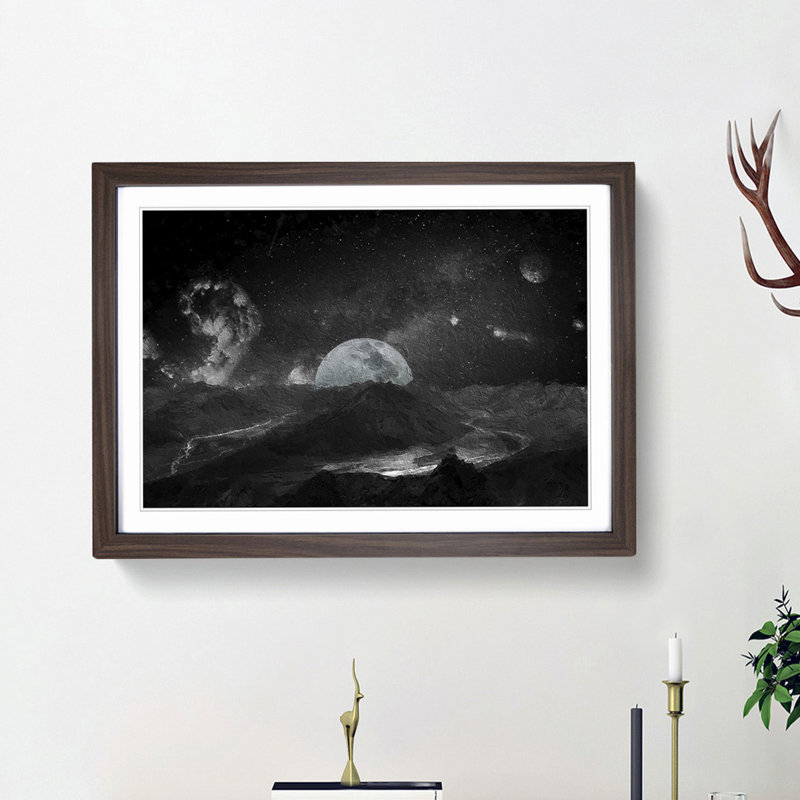 View of the Moon - Picture Frame Painting Print, Walnut Framed, 48cm H x 65cm W x 2cm D