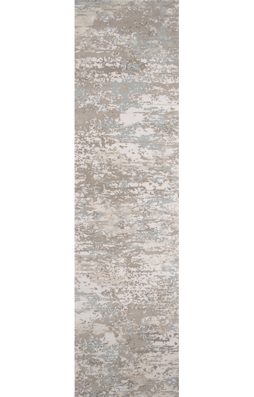 Cirrus Handmade Silk and Wool Abstract Area Rug, Runner 3' x 12'