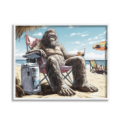 «Hairy Monster on Beach», art de la giclée encadrée par Jim Baldwin