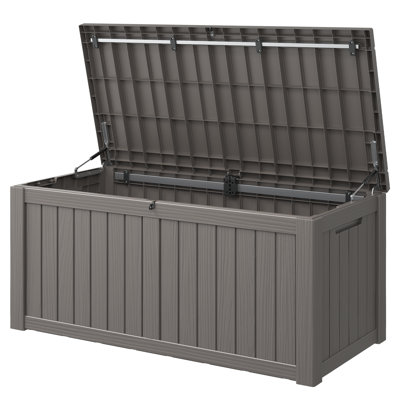 120 Gallon Large Outdoor Resin Deck Box, Storage Waterproof Boxes Lockable Lid by LHBcraft