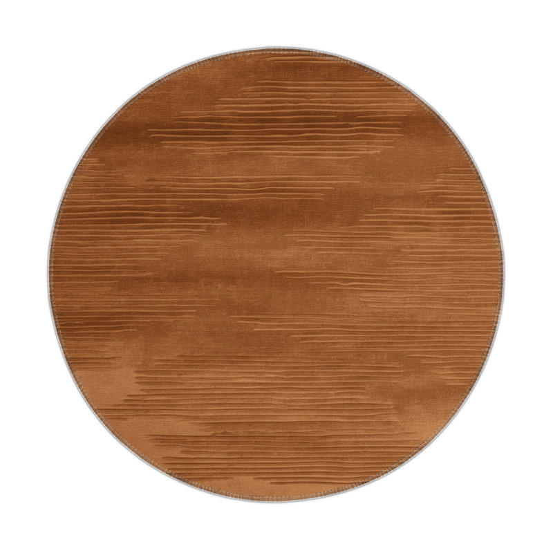 Abstract Brown Indoor and Outdoor Area Rug, Round 5'