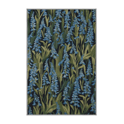 Machine Washable Botanical Gray Area Rug