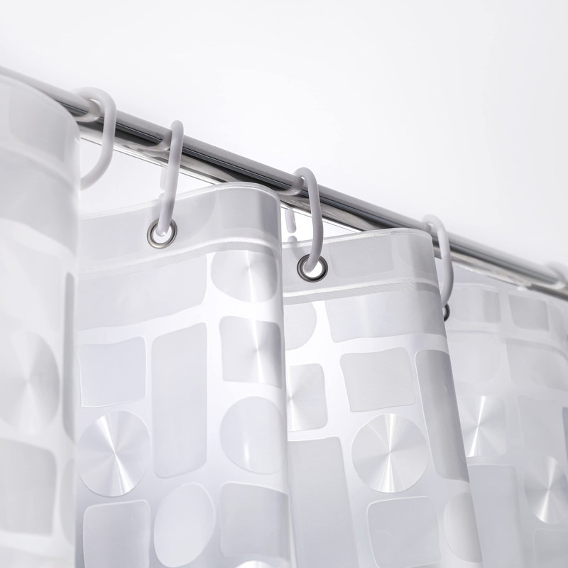 Rideau de douche semi-transparent EVA avec doublure géométrique, hydrofuge et 3 aimants pour la salle de bain, 72 po x 72 po