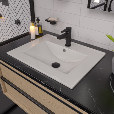 Alfi Brand ALFI Brand 18.13'' White Ceramic Rectangular Bathroom Sink with Overflow