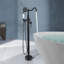 Robinet de baignoire autoportant à poignée simple avec douchette à main Topcraft, noir mat-51724469