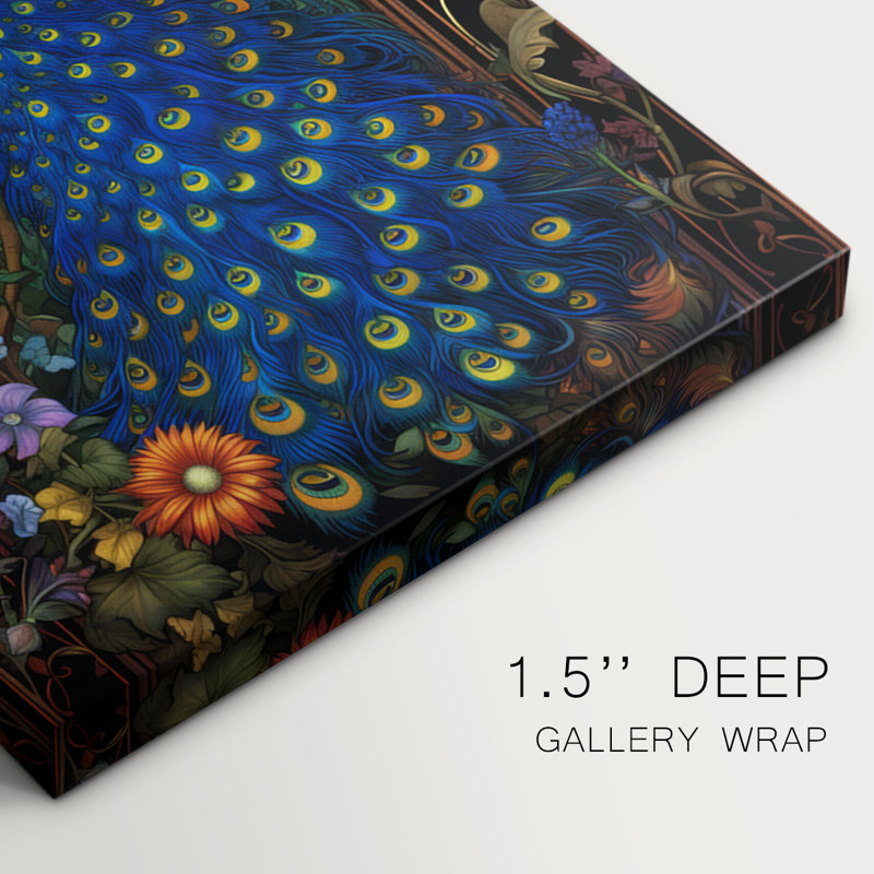 Série Peacock - Ensemble de toiles tendues avec châssis Premium - Prêt à être accroché, H 12 po x l 8 po x P 1,1505 po