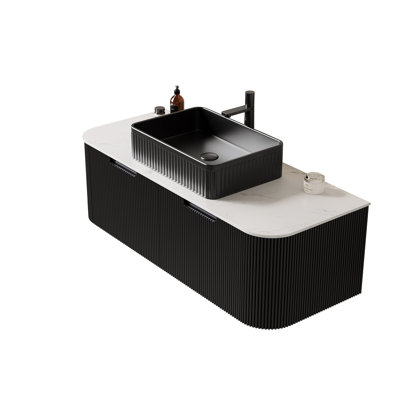 Meuble-lavabo moderne de 48 pouces (doit inclure le meuble-lavabo et le lavabo), armoire en contreplaqué noir avec lavabo en céramique