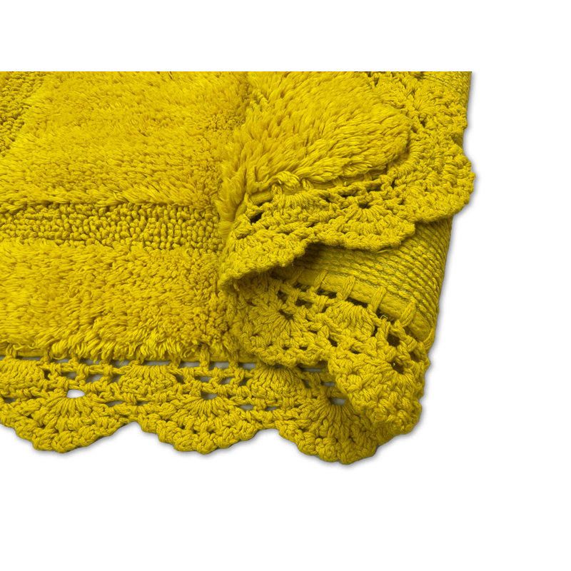 Tapis pour salle de bain en crochet, Jaune, 30 x 20 pouces