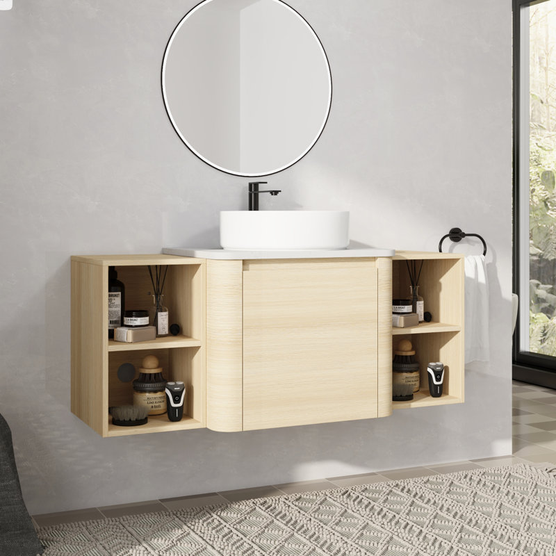 Meuble-lavabo mural simple 48 po avec lavabo en céramique, 48", Blanc