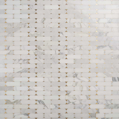 Norway 2x6 Polished Marble and Pearl Waterjet Mosaic Tile