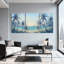 Palmiers, plage tropicale, palmiers, océan, coucher de soleil, paysage, ensemble de 3 toiles-376299475