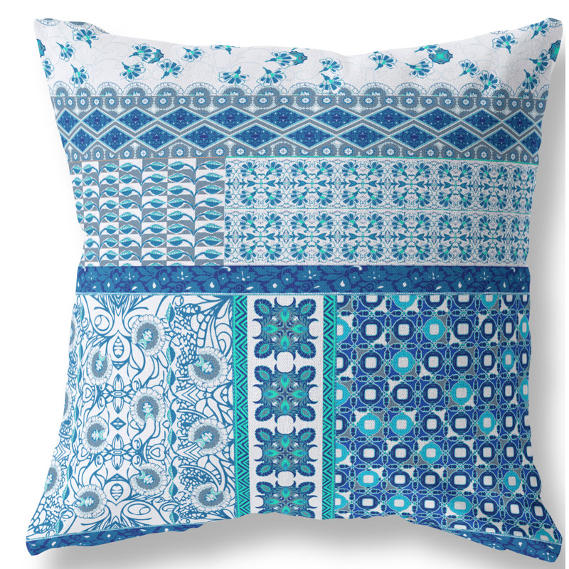 Coussin Cusco, 16 po x 16 po, Bleu/gris