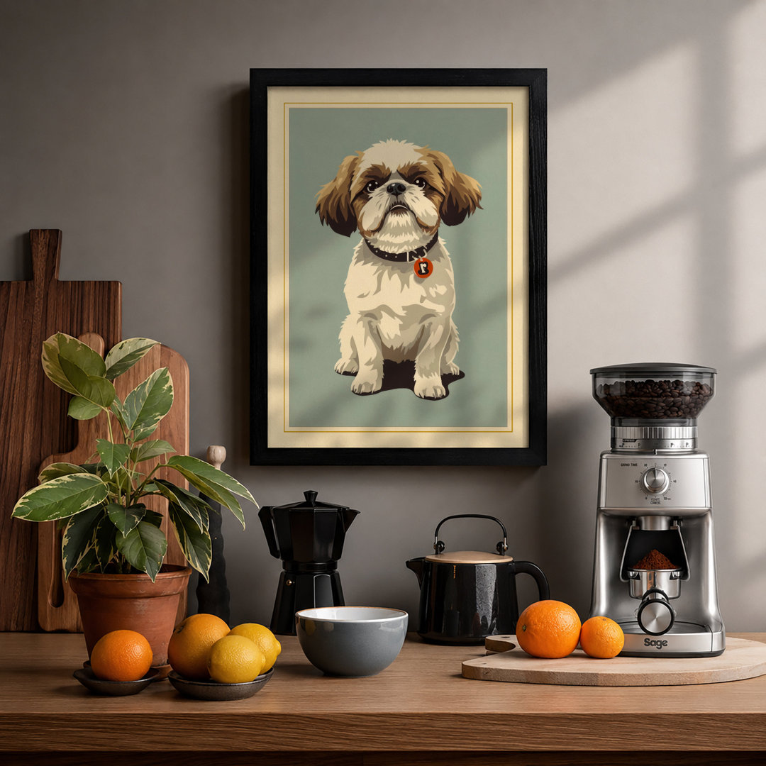 Shih Tzu Portrait Vintage - Framed Print