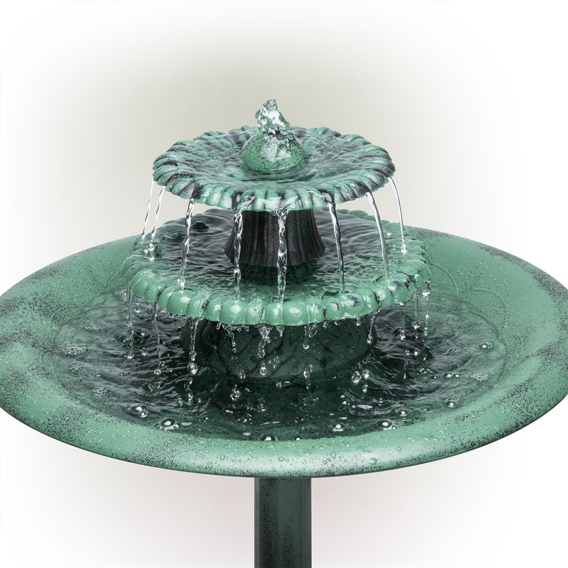 Outdoor Pedestal 3-Tier Water Fountain and Birdbath, 35"