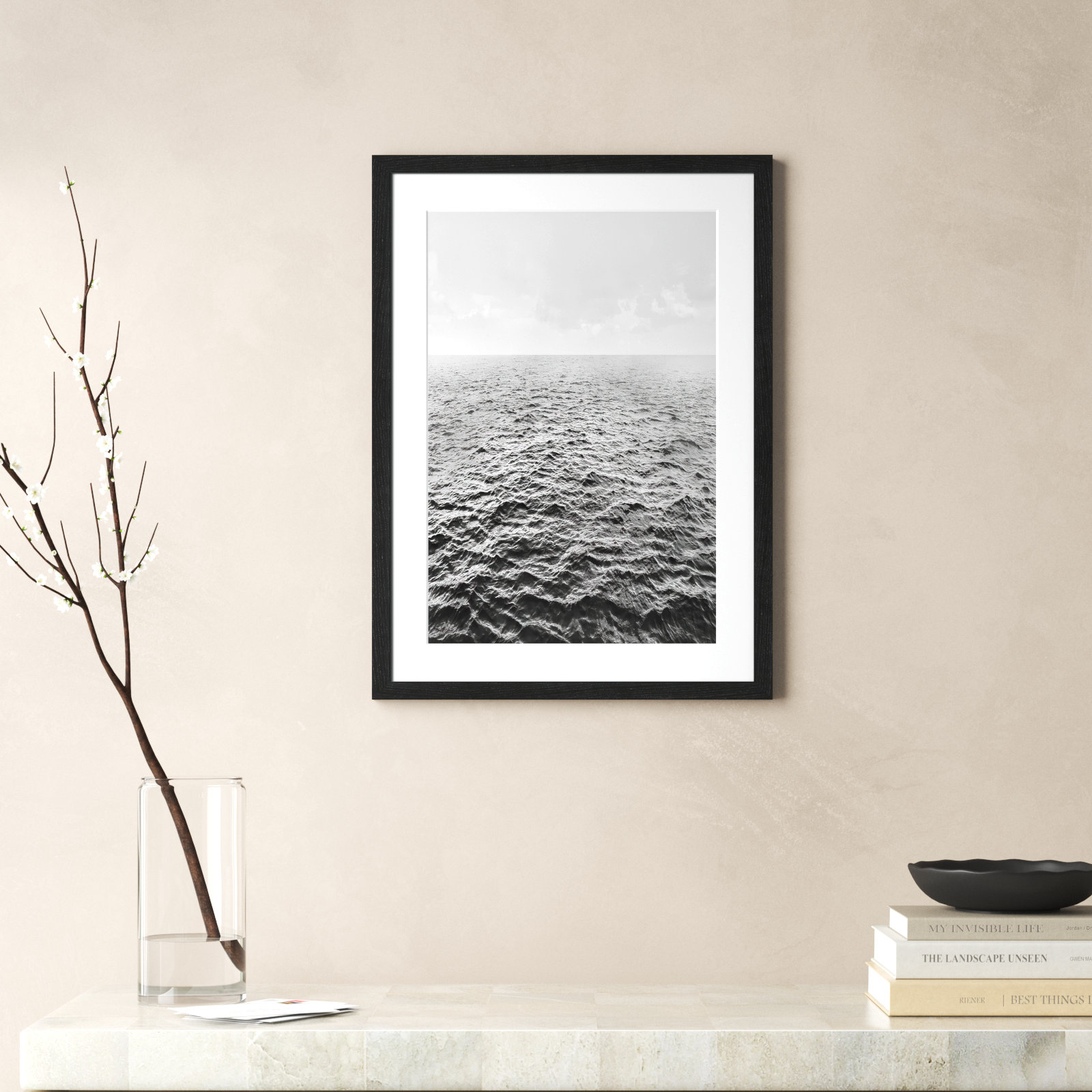 Anali "Rolling in" Print by Mike Calascibetta, 17" W x 23" H x 0.75" D, Black Wood Grain