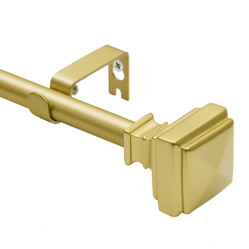Tringle à rideaux simple réglable en métal l 0,63 po, H 1,85 po x l 86 po x P 1,85 po, Doré