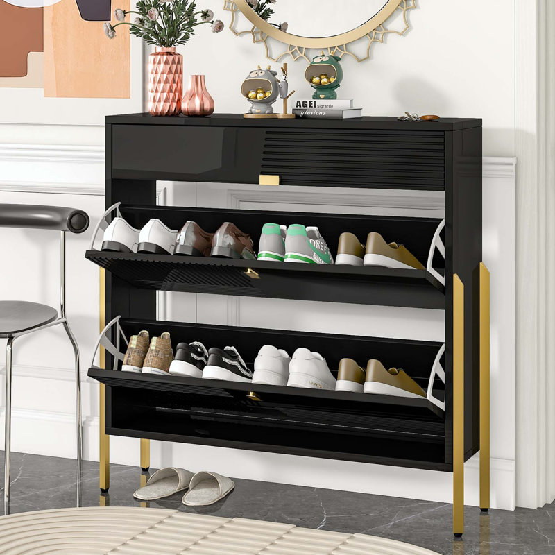 Armoire de rangement pour chaussures Erike, Noir