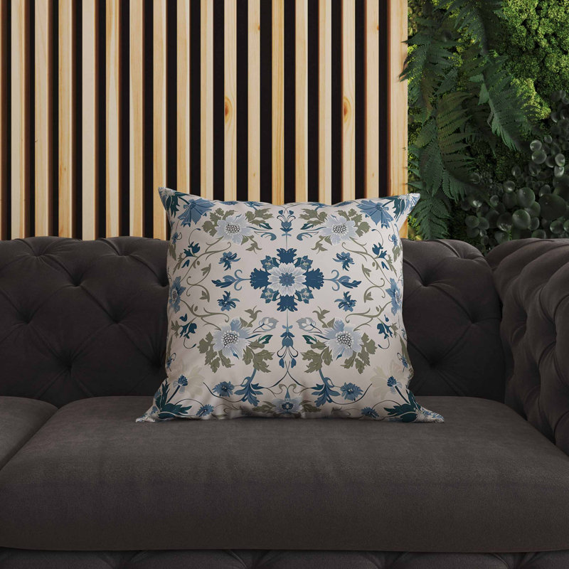 Coussin intérieur / extérieur Moonlit Blossoms, Square 16", Blue/Green