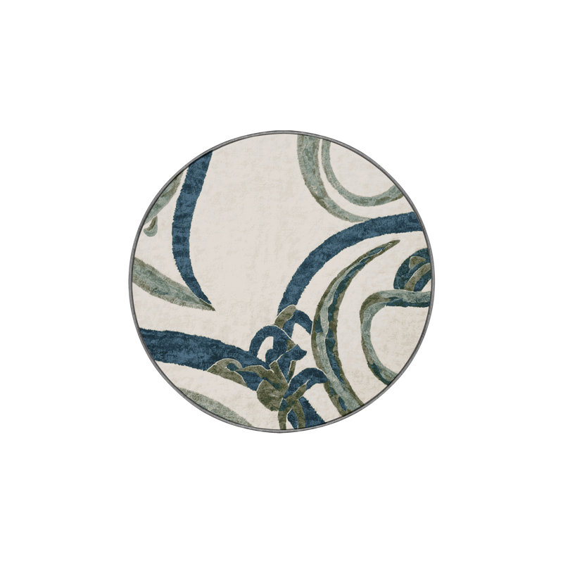 Machine Washable Gray Area Rug, Round 6'