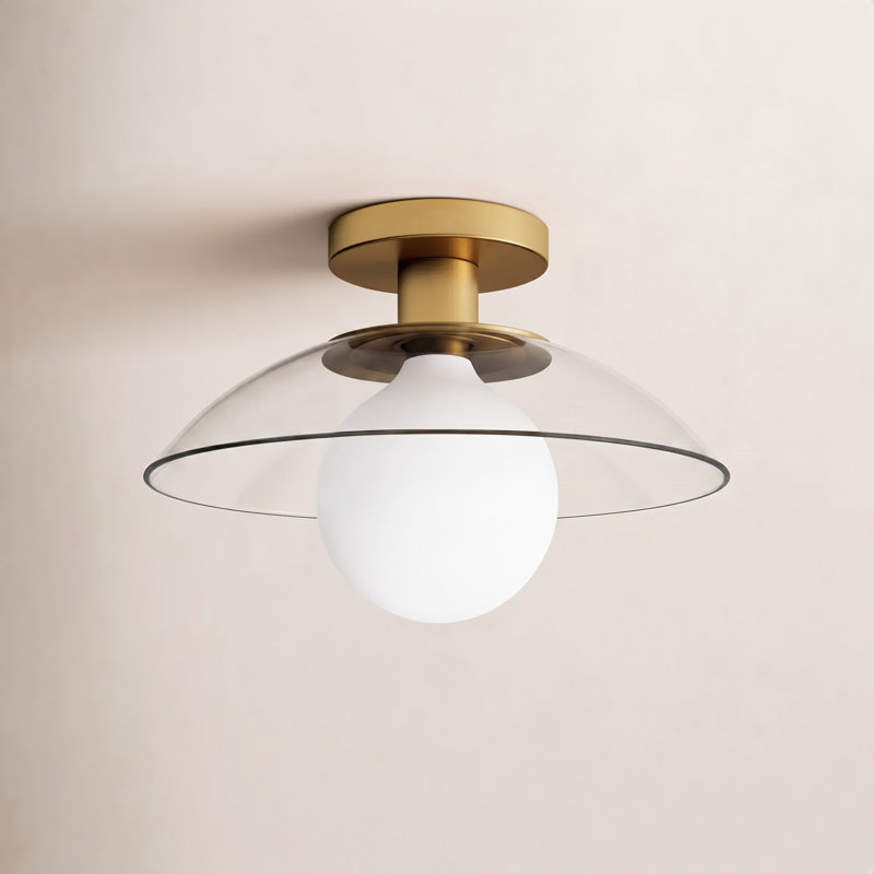 Plafonnier semi-encastré 1 lumière 11,88 po Finola, Doré vieilli