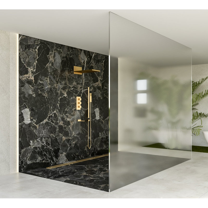 Ensemble complet de douche thermostatique avec pomme de douche et glissière