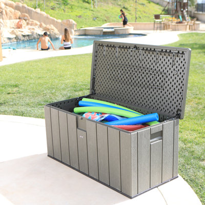 Lifetime 151cm W 570L Water Resistant Plastic Lockable Deck Box in Dark Grey